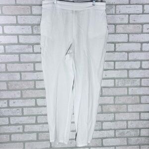 Flax Linen Pull on Full Length Straight Leg Pants in White Size M